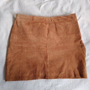 Tan Real Suede Mini Skirt - size 10